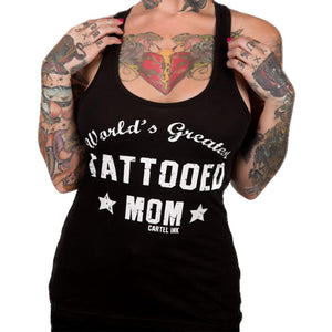 Women's "World's Greatest Tattooed Mom" Racer Back Tank Top