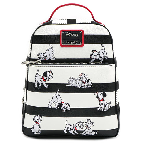 DISNEY 101 DALMATIANS BLACK AND WHITE STRIPE EMBROIDERED PUPPIES MINI BACKPACK