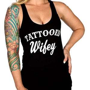 Women's "Tattooed Wifey" Racer Back Tank Top