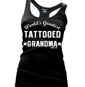 Women's "World's Greatest Tattooed Grandma" Racer Back Tank Top